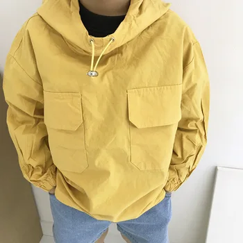 2020 jeseni korejski otroška oblačila novih fantov moda vrvico kapuco windbreaker T-shirt vrhovi