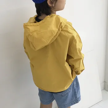 2020 jeseni korejski otroška oblačila novih fantov moda vrvico kapuco windbreaker T-shirt vrhovi