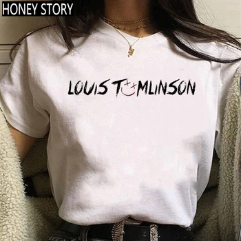 Eno Smer Hip Hop Vrhovi Unisex T-shirt Louis Tomlinson Majica s kratkimi rokavi Ženske Kawaii Risanka Pogrešam Smeška Grafični Tees Ženski