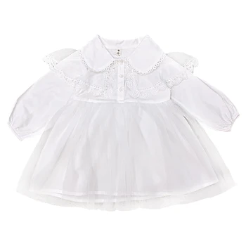 Dekleta čipke obleko 2020 pomlad novo srčkan princesa obleko otrok beli očesa obleko otroci oblačila za 2-8 let ws1373