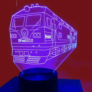 Nov Svež Vlak Model 3D Noč Svetlobe 7 Barv Zamenljiva Pisane USB Akril Vlak Noč Svetlobe Ustvarjalno Vzdušje Razsvetljavo