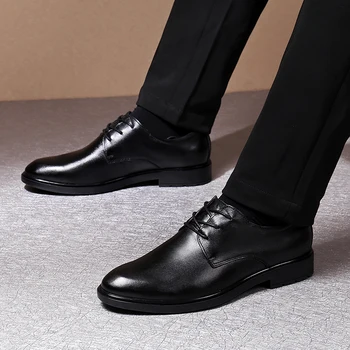 Novo Pravega Usnja Derby Čevlji Poslovnih Mens Čevlji Visoke Kakovosti Čipke-Up Oxford Luksuzni Čevlji Blagovne Znamke, Ročno Klasično Obleko, Čevlji