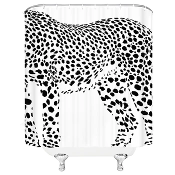 Leopard Tuš Zavese Dekoracijo Nepremočljiva Tkanine Kopel Zavese Kopalnica Živali Črno Belo Tiskanje Zasloni Za Kopanje Zavese