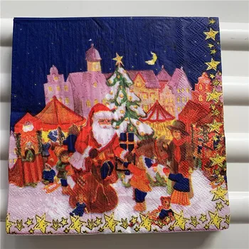 Božič papir, otroške plenice tkiva serviete decoupage dekor svate festival Santa Claus drevo otroci star sneg grad tkiva