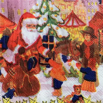 Božič papir, otroške plenice tkiva serviete decoupage dekor svate festival Santa Claus drevo otroci star sneg grad tkiva