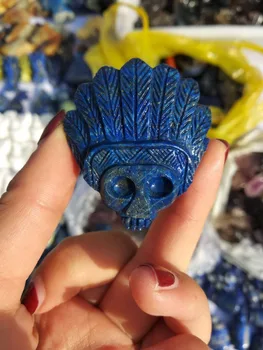 Super Ročno Izrezljane Naravnih Lapis lazuli kristalno vklesan lobanje zdravljenje naravni kamni