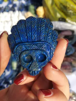 Super Ročno Izrezljane Naravnih Lapis lazuli kristalno vklesan lobanje zdravljenje naravni kamni
