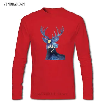 2020 New Pure Cotton T Shirts Geometric Deer Head Men's T-Shirt Funny Animal Moon Tshirt Unisex Lovely Tops Tees Boys Streetwear