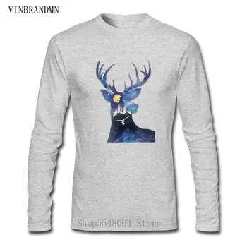 2020 New Pure Cotton T Shirts Geometric Deer Head Men's T-Shirt Funny Animal Moon Tshirt Unisex Lovely Tops Tees Boys Streetwear