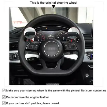 Za Audi A3 S3 2016-2017 avtomobila, ročno zašiti volan pokrov črne antilop usnja