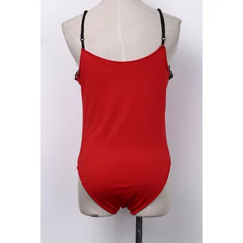Ženske, dame poletje vroče moda sleevelss seksi čipke mozaik bodysuits špageti trak proti-vrat backless suha obleka