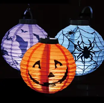 Halloween buče lučke dekorativne LED papir luč lestenec rekviziti na prostem stranka items50pcs