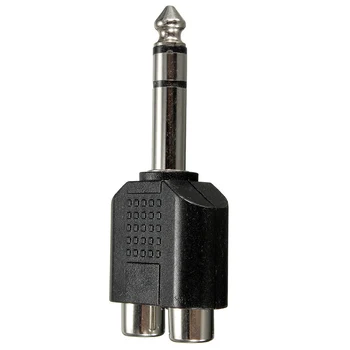 AAAE Vrh-6,35 mm 1/4 palca Stereo Moški Na 2 Dvojni RCA Ženski Y Razdelilnik Audio Adapter Pretvornik