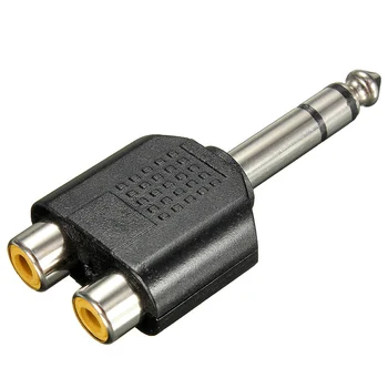 AAAE Vrh-6,35 mm 1/4 palca Stereo Moški Na 2 Dvojni RCA Ženski Y Razdelilnik Audio Adapter Pretvornik