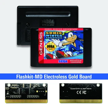 Sonic Zimsko Avanturo - ZDA založbo Flashkit MD Electroless Zlato PCB Kartico Sega Genesis Megadrive Video Igra Konzola