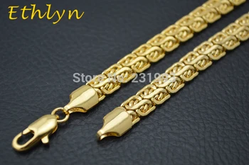 Ethlyn Mens zlato nakit, velikost po meri 7mm &60cm Zlato Barvo težke moške verige ogrlica