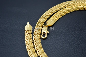 Ethlyn Mens zlato nakit, velikost po meri 7mm &60cm Zlato Barvo težke moške verige ogrlica
