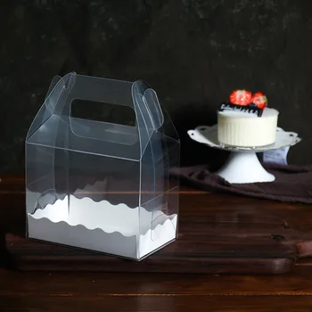 Pregledna Torto Roll Embalaža Škatle z Ročajem Okolju prijazno prozorne Plastike Sir Torto Polje Peko Švicarski Roll Polje WB2891