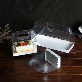 Pregledna Torto Roll Embalaža Škatle z Ročajem Okolju prijazno prozorne Plastike Sir Torto Polje Peko Švicarski Roll Polje WB2891