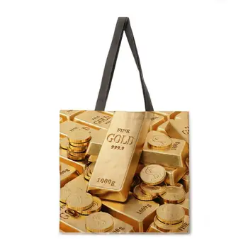 Zložljiva nakupovalna torba denar vzorec tiskanje vrečko damo rame ženski prosti čas torbici prostem plaže vrečko ženski tote vrečko