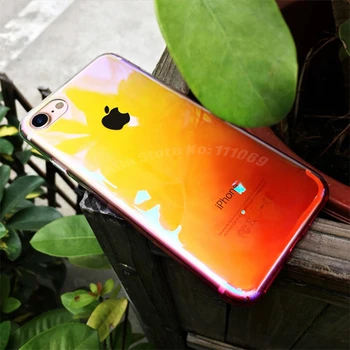 10pcs Luksuzni Aurora Gradient Barve, Prozoren Trdi Primeru Za iPhone X 8 7 6 6s Plus Svetlobe PC Trdi Primerih za iPhone7 Kritje Primera