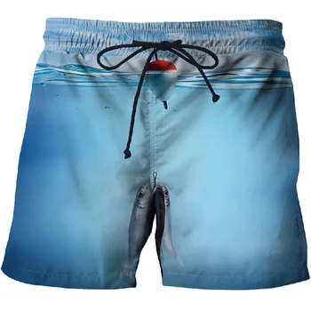 Poletje moških quick dry plaža hlače, hlače 3D ocean fish tiskane meri znoj hlače znoj odporne kul moške kratke hlače