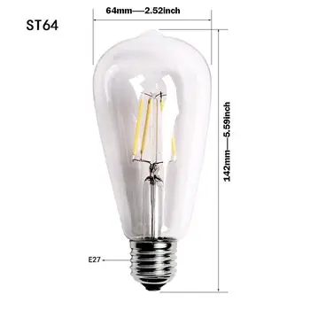 Vintage E27 led Edison žarnica prozorno prozorno lupini Retro ST64 LED Žarnice luči 4W 6W 8W AC220V / 110V