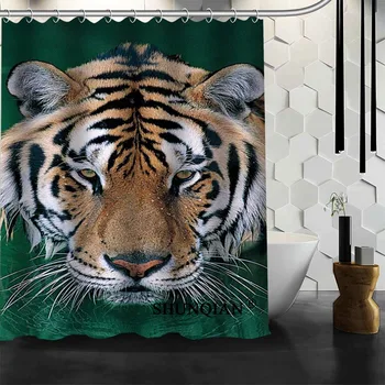 Priljubljena po Meri KUL leopard, Tiger Tuš Zavese Poliester Kopalnica Nepremočljiva Kopel Zavese Velikost 150X180cm165X200cm180X200cm