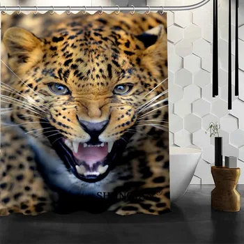 Priljubljena po Meri KUL leopard, Tiger Tuš Zavese Poliester Kopalnica Nepremočljiva Kopel Zavese Velikost 150X180cm165X200cm180X200cm