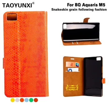 Kača Usnjena torbica za BQ Aquaris M5 X5 U Plus, Lite E6 E5 E4.5 E4 M5.5 M5 M 5 M4.5 M 4.5 Primerih Denarnice Flip Pokrov Z Režo Za Kartico