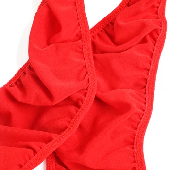 Vroče Sex Igre More Skušnjavi Povodcem Perilo Sleepwear Ženske Erotično Perilo Rdeče Trdna Teddy Perilo iz Enega kosa