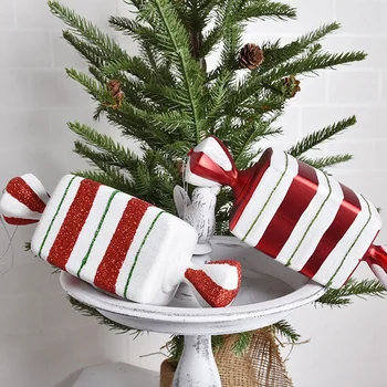 Obesek Christmas Tree Okraski, Rdeče in Belo Pobarvane Sladkarije Obesek za Otroke Počitniških Proizvodov