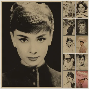 Audrey Hepburn Letnik Plakatov in Fotografij Dnevna Soba Dekorativno Slikarstvo Jedro Kraft papir, Kraft Papir