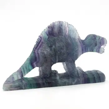 Dinozaver Naravni Gemstone Fluorite Ročno Izrezljane Živali Kip Doma Ornament 4.64