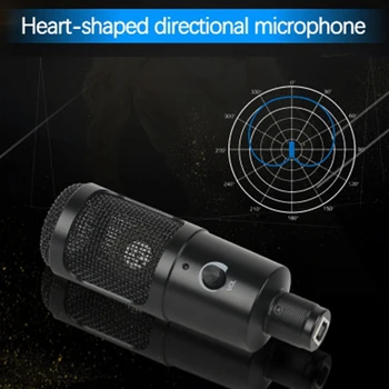 JABS Kondenzatorski Mikrofon USB Mikrofon Karaoke Snemanje z Konzolni Nosilec, Stojalo Plug and Play za Prenosni računalnik Namizni RAČUNALNIK