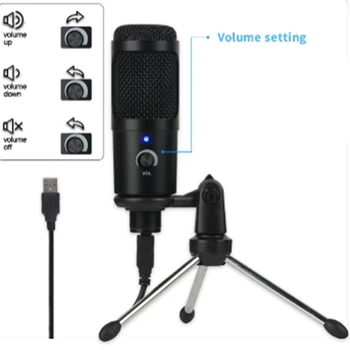 JABS Kondenzatorski Mikrofon USB Mikrofon Karaoke Snemanje z Konzolni Nosilec, Stojalo Plug and Play za Prenosni računalnik Namizni RAČUNALNIK