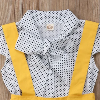 Do leta 2020 povsem Novo Srčkan Malčka Otroci Baby Dekleta Obleke, Oblačila, ki Plujejo pod Rokav Pike T-shirt Suspender Krilo Kombinezon 3Pcs Določa 6M-5Y