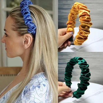 Lystrfac Barva Naguban Ruched Glavo za Ženske Modni Krpo Scrunchies Hairband Trend Las Zanke Ženska Dodatki za Lase