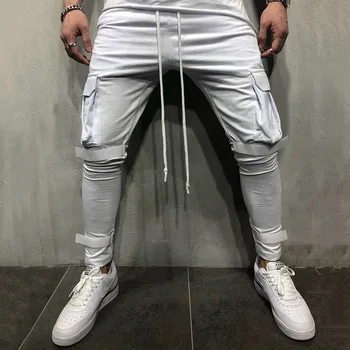 Moški Priložnostne Športne Hlače 2019 Nove Modne Moške Jeans Dolge Tovora Hlače Dela Priložnostne Hlače Jeans Retro Barva Slim Vroče Prodaje