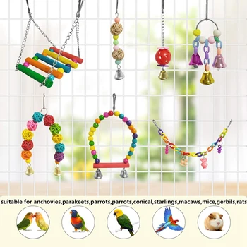 13 Paketi Ptica Swing Igrače,Papiga Žvečilni Visi Gredi Z Bell,Hišne Ptice Kletke, Igrače, Primerne za Majhne Parakeets