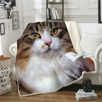 Nova Žival Mačka Vrgel Odeje Za Postelje 3D Tiskanja Plišastih Odejo Pet Kitty Bedspreads Krzno Tiskanja Plišastih Topla Odeja Tehtano Odeje
