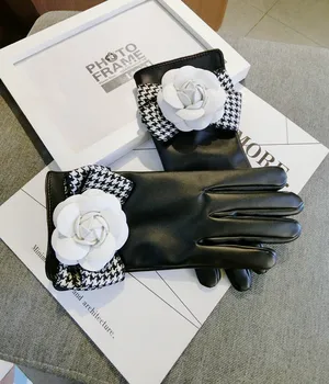 Novi korejski rokavice volne lok cvet črnega toplo žensk pomlad zima debele rokavice palčniki