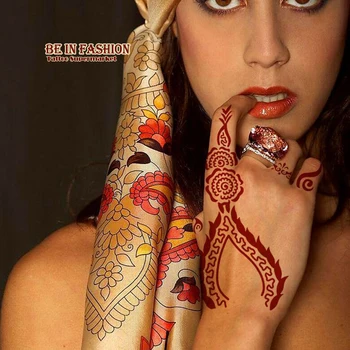 1pc Nove vroče Bleščice Cvet Mehndi Henna Začasni Tattoo Matrica Seksi Ženske Roke Body Art Komplet Nepremočljiva Okusno Tatoo Predlogo