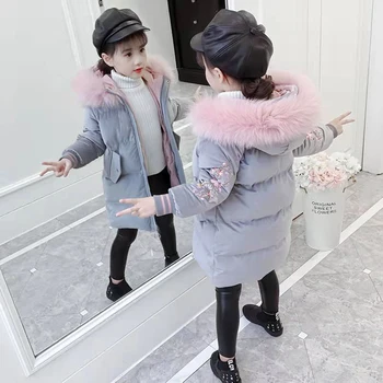 2019 Nove Zimske Baby Dekle Oblačila Toplo Visoke Kakovosti Navzdol Plašč Sneg Nositi Otrok Parka Krzno Ovratnik Otroci Dekleta Parkas Vrhnja Oblačila