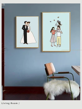 Risanka Srečo, Družino, Ljubezen Wall Art Platno Slikarstvo Nordijska Plakat Za Dnevna Soba Otroci Soba Doma Dekor Brez Okvirja