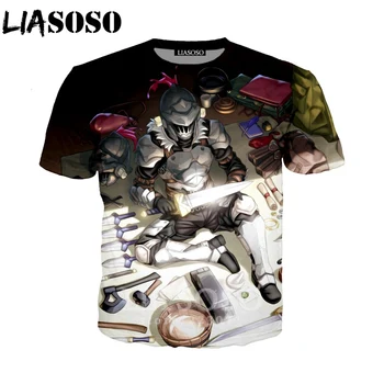 LIASOSO 3D Tiskanja Poletje Nove Moške Anime Škrat Slayer Kratek Rokav T Shirt Športna Majica Hip Hop Puloverju Ulične