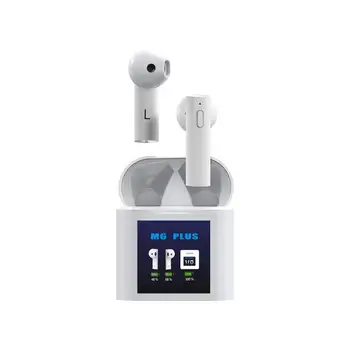 M6 PLUS TWS Brezžične Bluetooth Slušalke LED Zaslon Prenosna V uho Čepkov Mini Šport Slušalke Čelo Temperatura Measureing