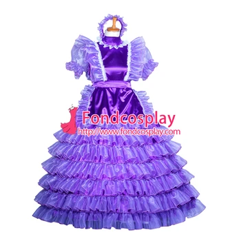 Vijolična Saten Sissy devica obleko ključavnico lolita TV kostum Prilagojene[G3851]