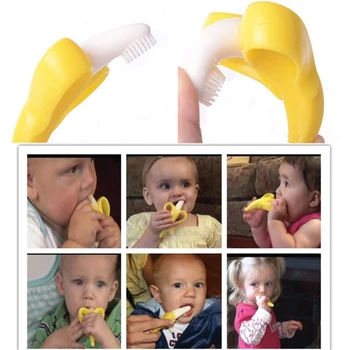 Baby Teether Igrače Toddle Varno BPA Free Banana Začetnih Silikonsko Tesnilo Žvečiti za Nego zob zobna ščetka zdravstvene Nege Kroglice Darilo Za Dojenčka