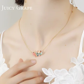 Sočno Grozdja načrt zaznavanja ogrlica ženski ins preprosto majhno množico barve metulj svile temperament ključnico verige nakit